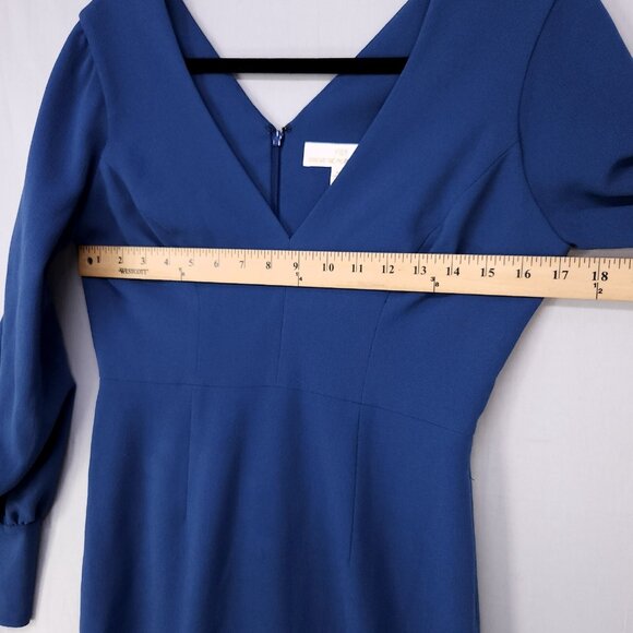 Dress The Population Nadia Midi Dress Size Medium Long Sleeve Low V-Neck - Picture 9 of 13